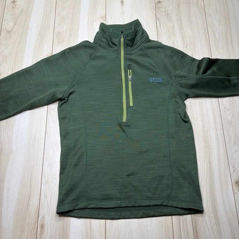 Stio Men's Gannett Peak Fleece 1/2 Zip Pullover Sweater Green Size Small Stretch - Picture 3 of 16